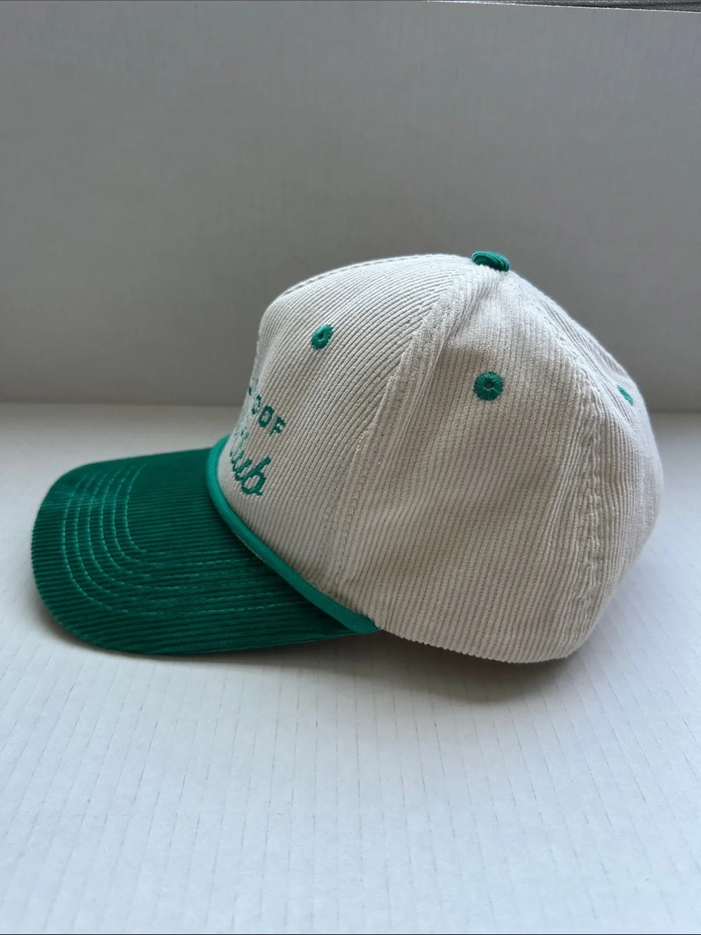 Zero Proof Two-Tone Corduroy Adjustable Cap - Cream & Green